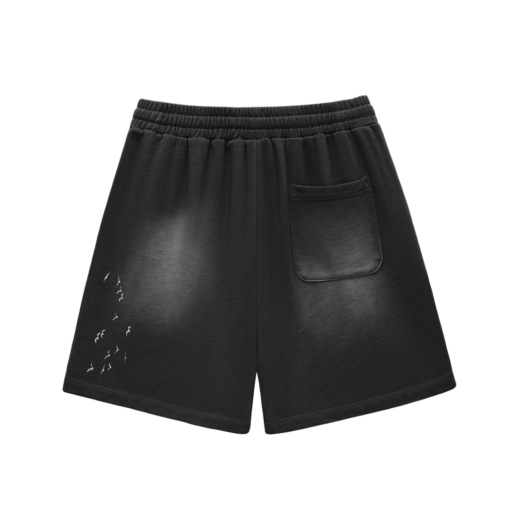 One Flock Cotton Shorts - Black