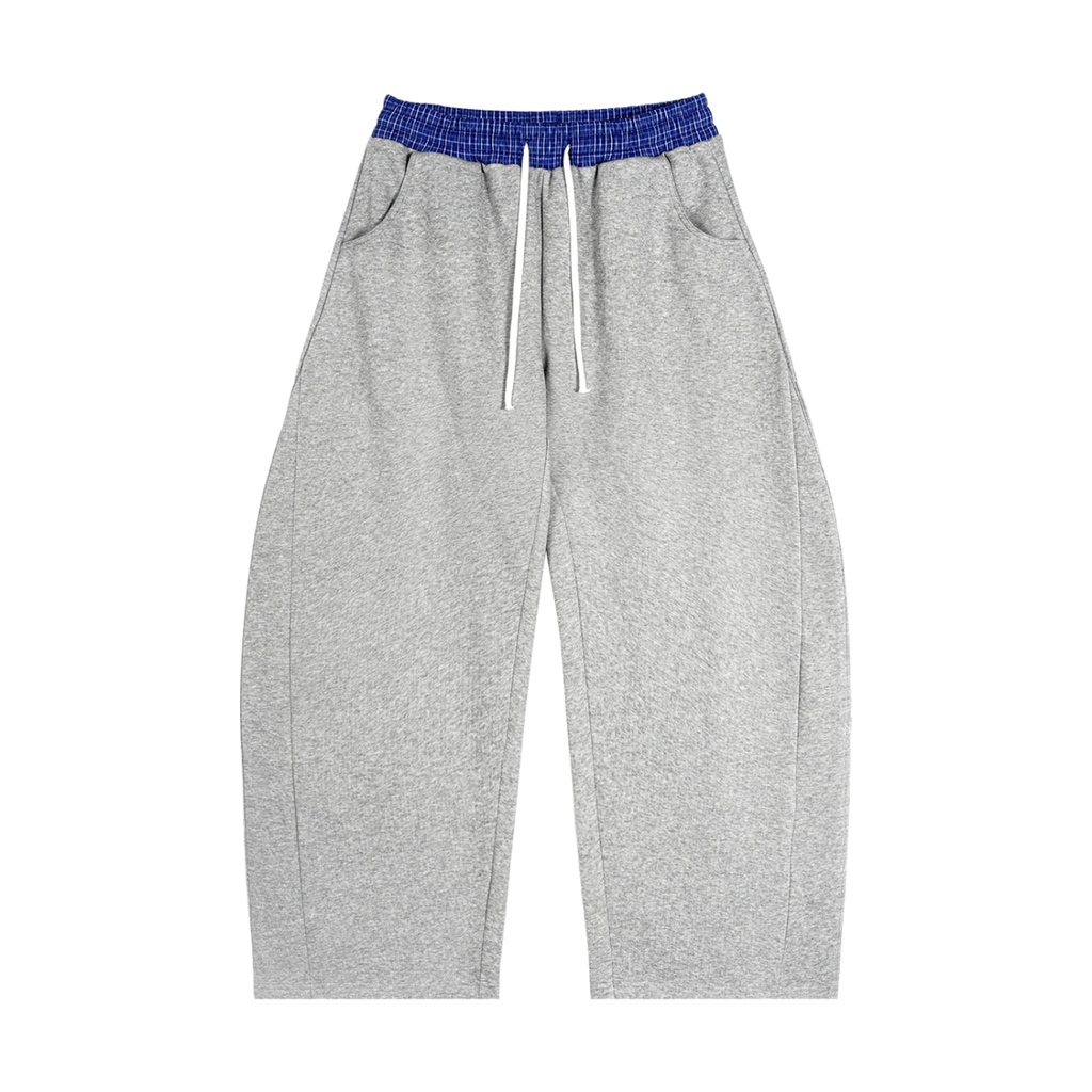 One Flock Plaid Waistband Sweatpants - Gray