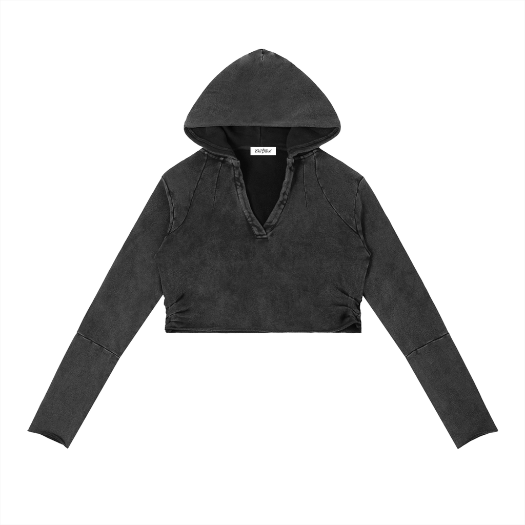 Vintage Washed Raw Edge Hoodie for girls One Flock
