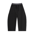 One Flock Plaid Waistband Barrel Sweatpants - Black