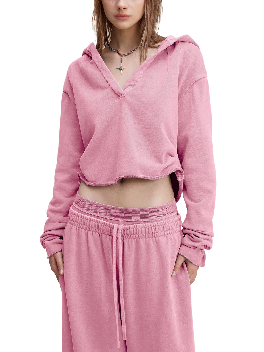 Vintage Washed Raw Edge Hoodie for girls One Flock